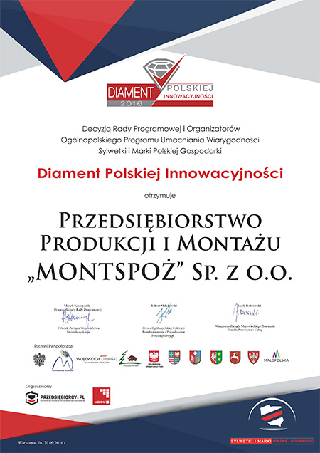 Dyplom Diament Innowacyjności Dyplom Diament Innowacyjności